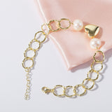 925 Silver Pearl Bracelet with Heart Pendant