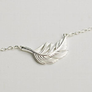 925 Silver Feather Pendant Necklace Women