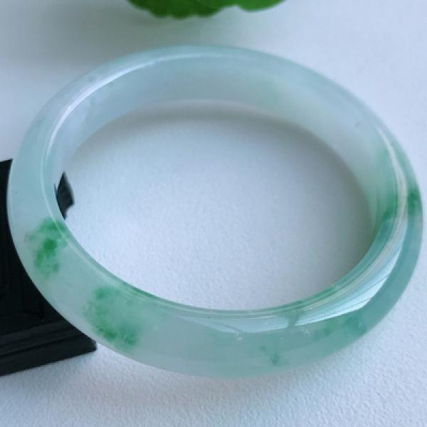 Zheru Jewelry Natural Burmese Emerald Green Flower Bracelet 54mm-64mm