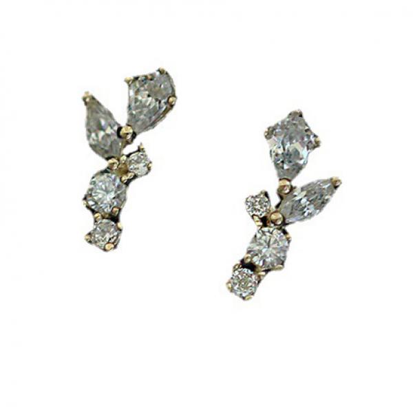 Zircon Leaves Stud Earrings for Women