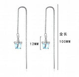 925 Sterling Silver Unicorn Drop Tassel Earrings Wedding Jewelry