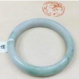 Natural Light Green Bicolor Jadeite Bracelet 54-62mm A Class A Certified