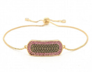 Silver Chain Bracelet Micro Pave CZ Rope Adjustable Macrame Bangle
