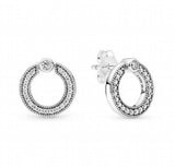 925 Silver U-shaped Hoop Earring with Crystal for Women