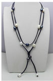 Arriver Leather Pearl Necklace 10x12mm 48 inches