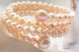 Pink Freshwater Cultured Pearl Bracelet for Women, Charming Gift