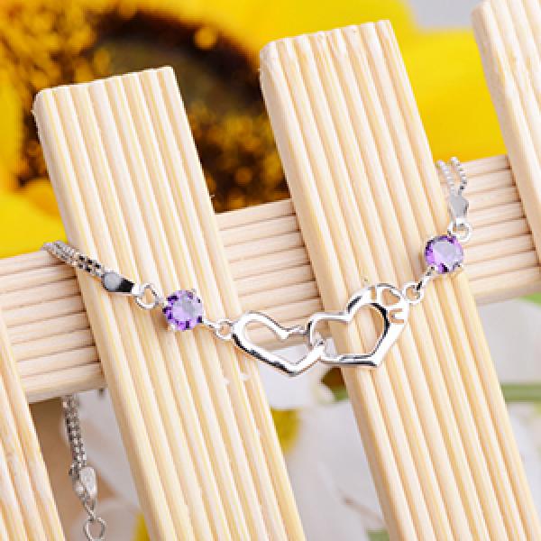 925 Sterling Silver Crystal Bracelets for Women Girls 16cm+3.5cm
