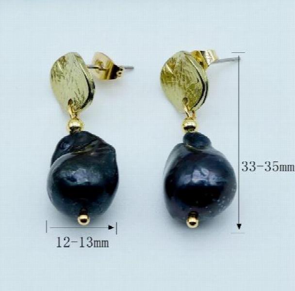Baroque Vintage Round Natural Pearl Earrings Sterling Silver Hook