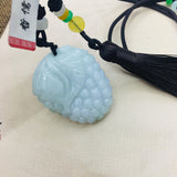 Burmese Emerald Jade Carved Grape Pendant Necklace with Tassel
