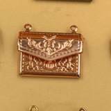20 PCS 15x20mm Copper Envelope Flowers Locket Pendant Charm DIY Jewelry