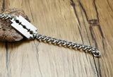 Stainless Steel Oval Chain Bracelet with Razor Blade Charms