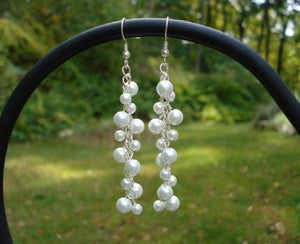 Elegant Freshwater Pearl Long Earrings 3-8mm Silver Dangle Earring