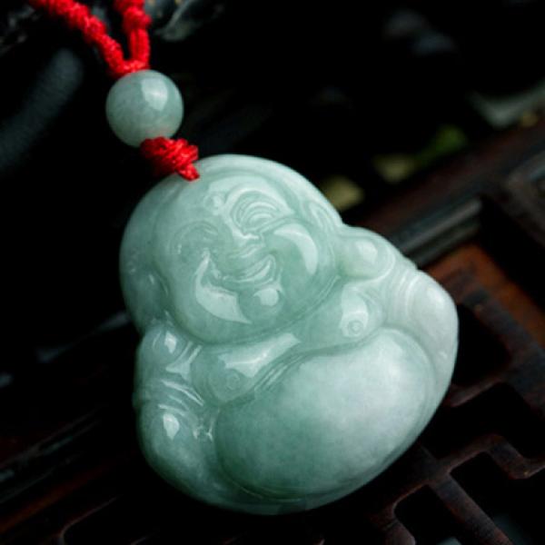 Burmese Jadeite Maitreya Buddha Pendant Necklace for Women