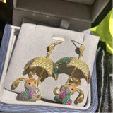 Cartoon Rabbit Umbrella Earrings 18K Pop earrings