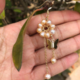 Rose Pink Pearl Beads Earring Crystal Healing Stone Jewelry Gift