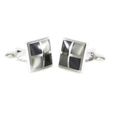 Curved Square Grey Cats Eye Stone Cufflinks Father's Birthday Cuff Links