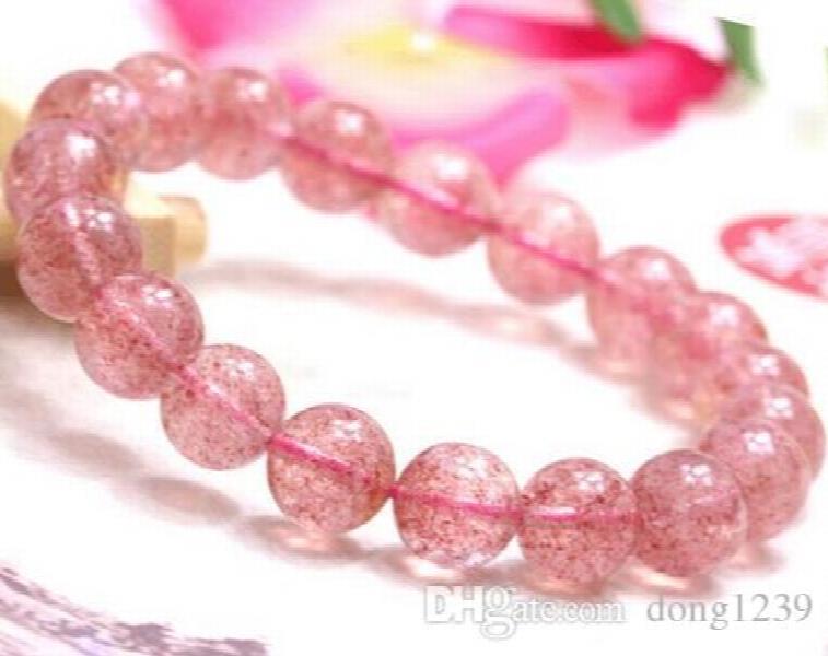 Ice Quartz Strawberry Glass Pearl Bracelet 8mm