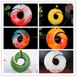 Chinese Chicken Blood Red Jade Runes Pendant Hand Carved Necklace