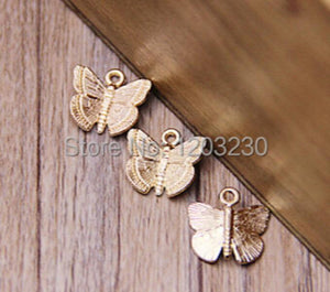 100pcs Alloy Gold Butterfly Charms DIY Necklace Bracelet Earring Pendants