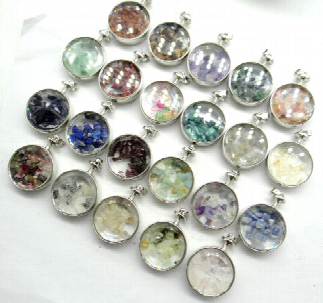 Natural Stone Quartz Aventurine Turquoises Gravel Glass Pendant