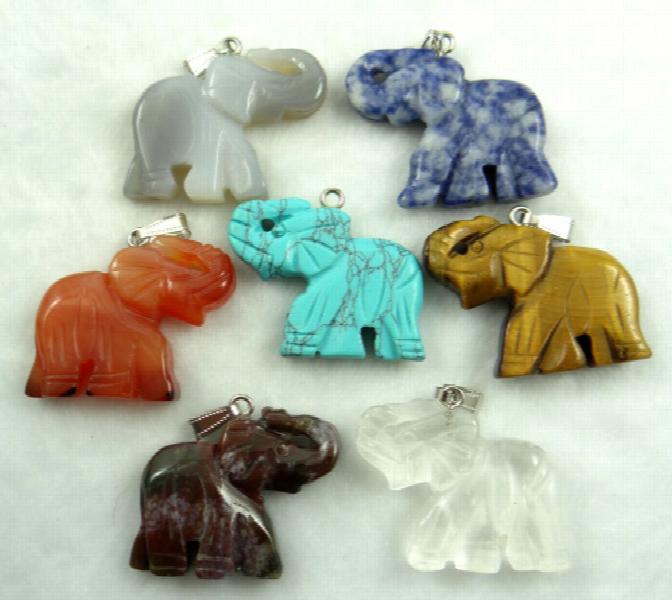 Tiger Eye Quartz Crystal Elephant Pendant for Jewelry Making