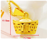 Vietnam 24K Gold-Plated Hollow Out Ingot Pendant for Women