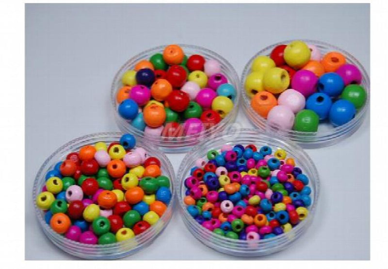 500g Wood Beads Mixed Color Hemp Beads 4mm-16mm