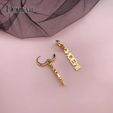 DOREMI Stainless Steel Name Drop Earrings Personalized Any Letters Chain
