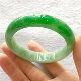 Zheru Jewelry Natural Burmese Jade 54-64mm Light Green Two-Color Bracelet