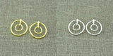 Spanish Electroplating 925 Silver 14k Pin Stud Double Circles Earrings