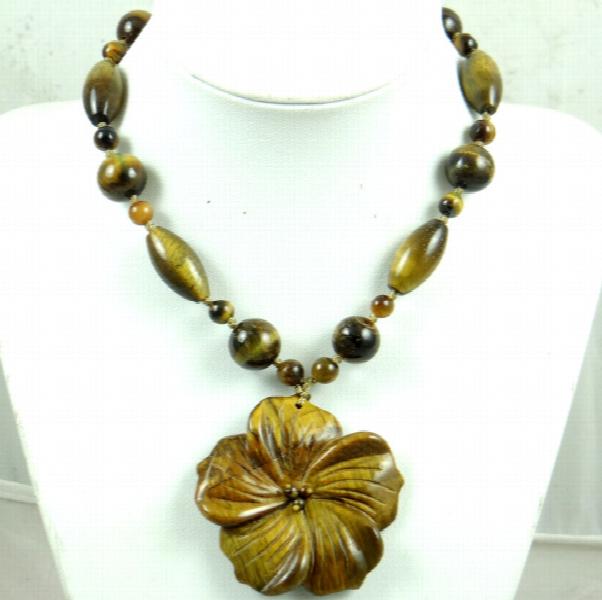 Fluorite Quartz Turquoise Tiger Eye Flower Pendant for DIY Jewelry Making
