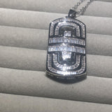 925 Silver Pendant Necklace Square Simulated Diamond Platinum Cocktail Jewelry