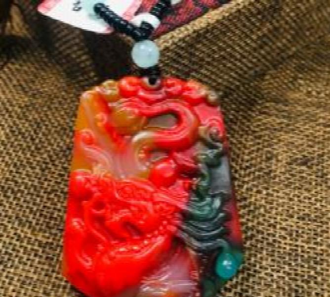 Dragon Pendant Light Green Bead Chain Good Luck