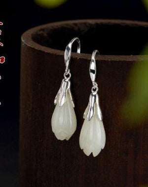 Jade Flower Earring Pendant Set
