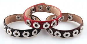 5 Metal Button Charm Leather Bracelet DIY Jewelry