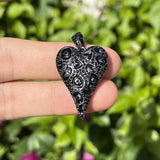CZ Pave Heart Charm Leopard Print Pendant Jewelry