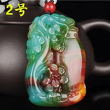 Colorful Jade Dragon Pixiu Fish Pendant Necklace Charm