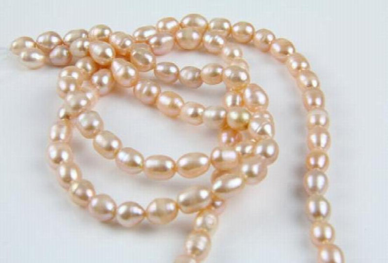7mm Pink Rice Freshwater Pearl Loose Beads DIY Jewelry