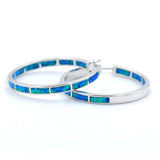 32mm Green Fire Opal Hoop Earrings for Women