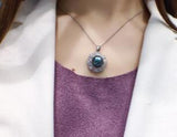 925 Silver Pink Pearl Freshwater Pendant Zircon Crystal Gem Jewelry