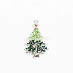 10pcs Full Rhinestone Christmas Tree Pendants