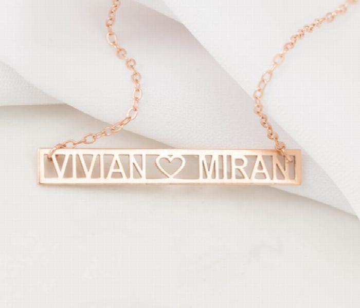 Custom Cutout Bar Necklace Personalized Name Necklace