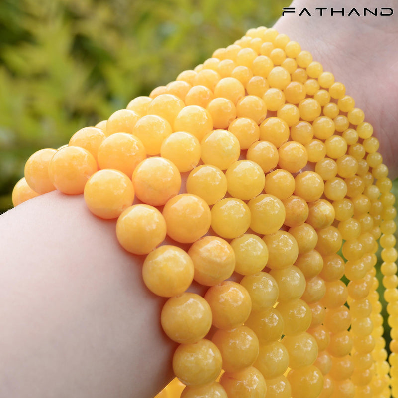 Golden Yellow Topazs Round Stone Beads for DIY Bracelet