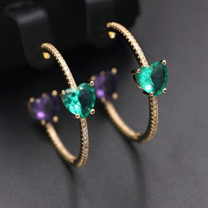 Colorful Heart Crystal Hoop Earrings