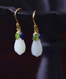 Jade Flower Earring Pendant Set - Elegant Jewelry Set