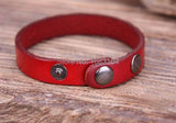 Red Leather Wristband Bracelet Cuff Unisex
