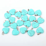 12pcs Natural Stone Heart Shape Pendant Charms for DIY Jewelry Making