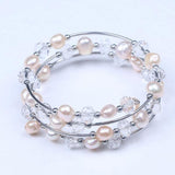 Baroque Pearl Crystal Bead Bracelet Bangle