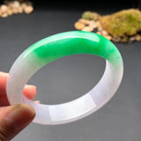 Zheru Jewelry Natural Burmese Emerald Green Two-tone 54-62mm Bracelet