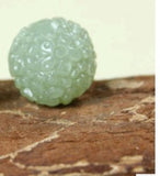 Real Hetian Jade Carved Flower Ball Bracelet Necklace DIY